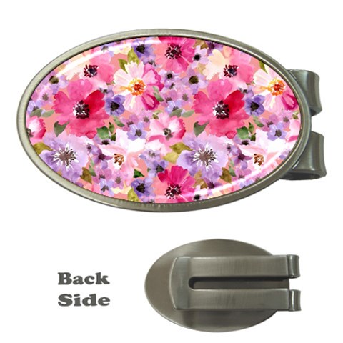 Pattern Seamless Texture Daisies Money Clips (Oval)  from ArtsNow.com Front