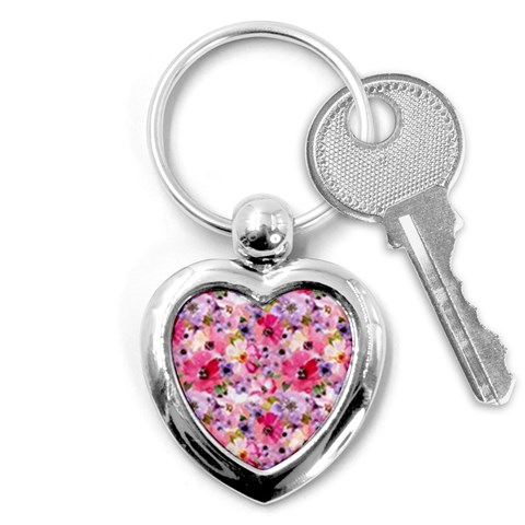 Pattern Seamless Texture Daisies Key Chain (Heart) from ArtsNow.com Front