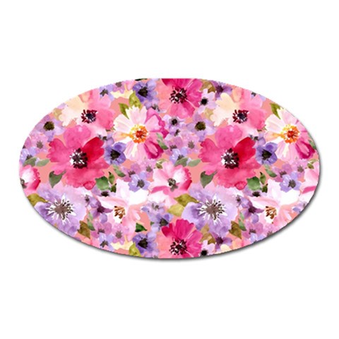 Pattern Seamless Texture Daisies Oval Magnet from ArtsNow.com Front