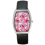 Pattern Seamless Texture Daisies Barrel Style Metal Watch