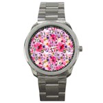 Pattern Seamless Texture Daisies Sport Metal Watch