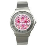 Pattern Seamless Texture Daisies Stainless Steel Watch