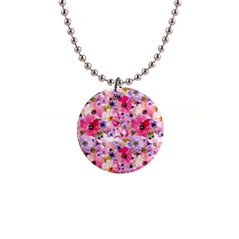 Pattern Seamless Texture Daisies 1  Button Necklace from ArtsNow.com Front