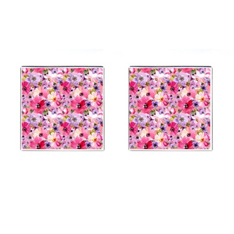 Pattern Seamless Texture Daisies Cufflinks (Square) from ArtsNow.com Front(Pair)