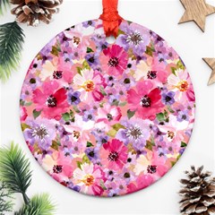 Pattern Seamless Texture Daisies Round Ornament (Two Sides) from ArtsNow.com Front