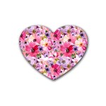 Pattern Seamless Texture Daisies Rubber Coaster (Heart)