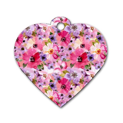 Pattern Seamless Texture Daisies Dog Tag Heart (Two Sides) from ArtsNow.com Front