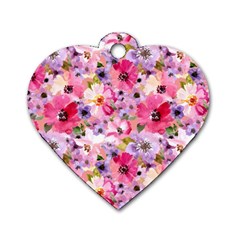 Pattern Seamless Texture Daisies Dog Tag Heart (Two Sides) from ArtsNow.com Front