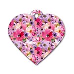 Pattern Seamless Texture Daisies Dog Tag Heart (Two Sides)