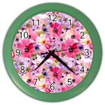 Pattern Seamless Texture Daisies Color Wall Clock