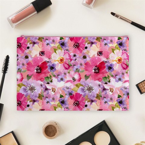 Pattern Seamless Texture Daisies Cosmetic Bag (Large) from ArtsNow.com Front