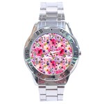 Pattern Seamless Texture Daisies Stainless Steel Analogue Watch