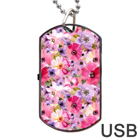 Pattern Seamless Texture Daisies Dog Tag USB Flash (Two Sides) from ArtsNow.com Front