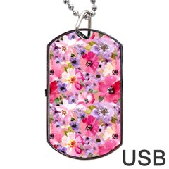 Pattern Seamless Texture Daisies Dog Tag USB Flash (Two Sides) from ArtsNow.com Front