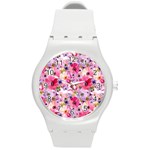 Pattern Seamless Texture Daisies Round Plastic Sport Watch (M)