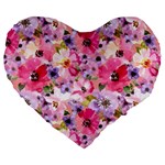 Pattern Seamless Texture Daisies Large 19  Premium Heart Shape Cushions