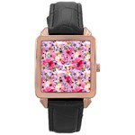 Pattern Seamless Texture Daisies Rose Gold Leather Watch 