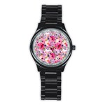 Pattern Seamless Texture Daisies Stainless Steel Round Watch