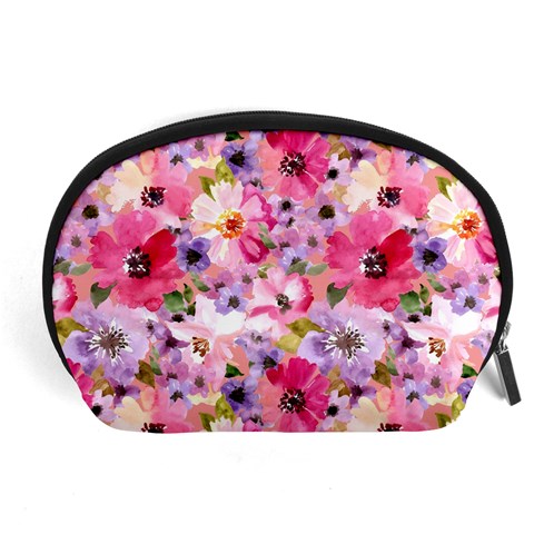 Pattern Seamless Texture Daisies Accessory Pouch (Large) from ArtsNow.com Front