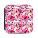 Pattern Seamless Texture Daisies Square Metal Box (Black)