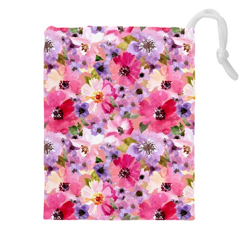 Pattern Seamless Texture Daisies Drawstring Pouch (4XL) from ArtsNow.com Front