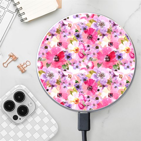 Pattern Seamless Texture Daisies Wireless Fast Charger(White) from ArtsNow.com Front