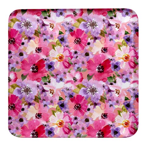 Pattern Seamless Texture Daisies Square Glass Fridge Magnet (4 pack) from ArtsNow.com Front