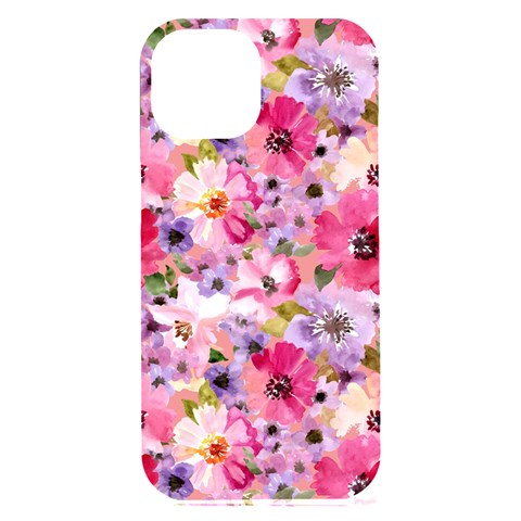 Pattern Seamless Texture Daisies iPhone 15 Plus Black UV Print PC Hardshell Case from ArtsNow.com Front