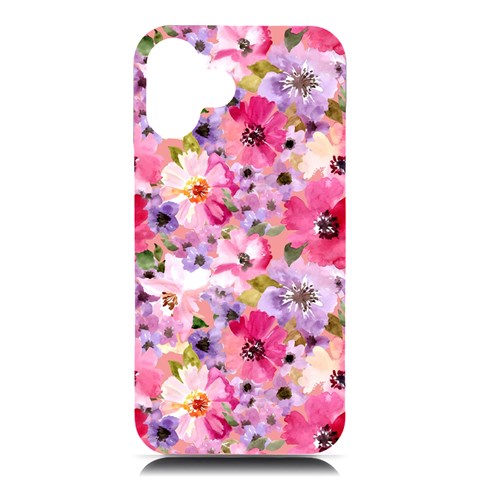 Pattern Seamless Texture Daisies iPhone 16 Plus Black UV Print PC Hardshell Case from ArtsNow.com Front