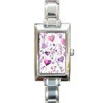 Hearts Love Purple Rectangle Italian Charm Watch