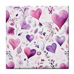 Hearts Love Purple Tile Coaster