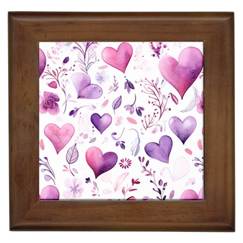 Hearts Love Purple Framed Tile from ArtsNow.com Front