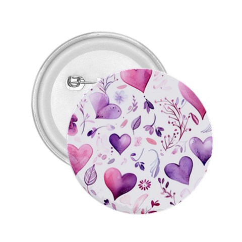 Hearts Love Purple 2.25  Buttons from ArtsNow.com Front