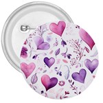 Hearts Love Purple 3  Buttons