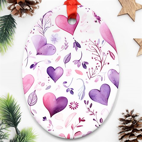 Hearts Love Purple Ornament (Oval) from ArtsNow.com Front