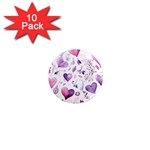 Hearts Love Purple 1  Mini Magnet (10 pack) 