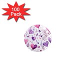 Hearts Love Purple 1  Mini Magnets (100 pack) 