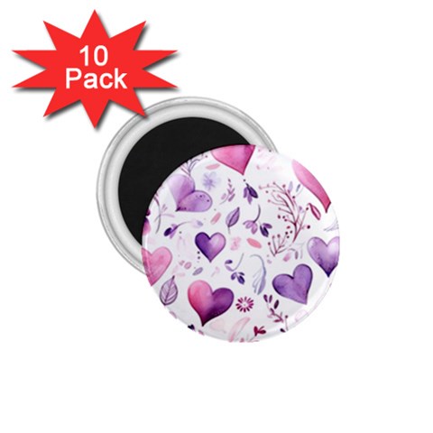 Hearts Love Purple 1.75  Magnets (10 pack)  from ArtsNow.com Front