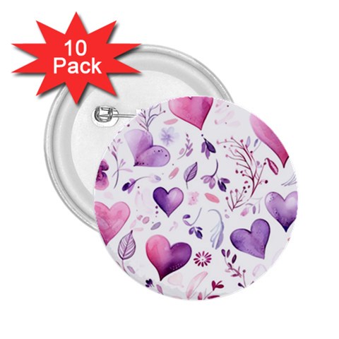 Hearts Love Purple 2.25  Buttons (10 pack)  from ArtsNow.com Front