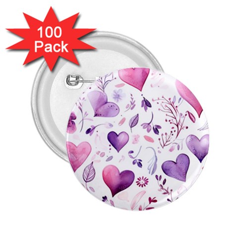 Hearts Love Purple 2.25  Buttons (100 pack)  from ArtsNow.com Front