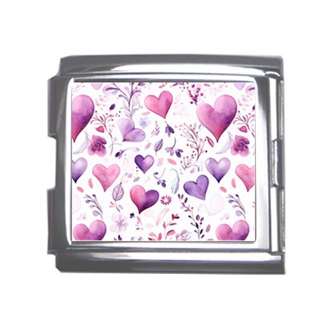 Hearts Love Purple Mega Link Italian Charm (18mm) from ArtsNow.com Front