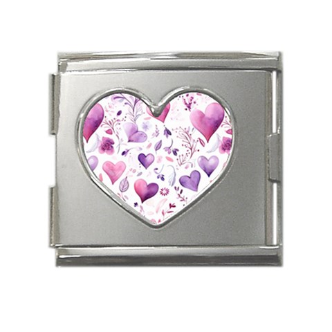 Hearts Love Purple Mega Link Heart Italian Charm (18mm) from ArtsNow.com Front