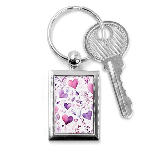 Hearts Love Purple Key Chain (Rectangle) from ArtsNow.com Front