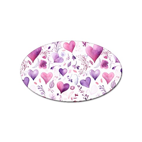 Hearts Love Purple Sticker (Oval) from ArtsNow.com Front