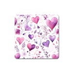 Hearts Love Purple Square Magnet