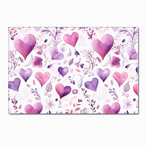 Hearts Love Purple Postcard 4 x 6  (Pkg of 10) from ArtsNow.com Front