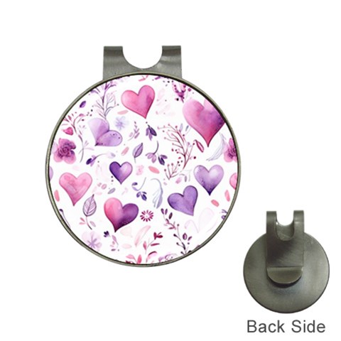 Hearts Love Purple Hat Clips with Golf Markers from ArtsNow.com Front