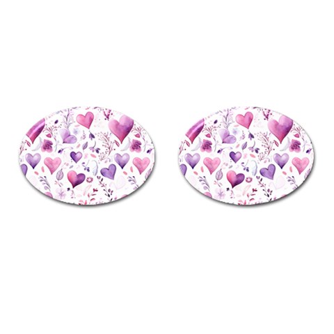 Hearts Love Purple Cufflinks (Oval) from ArtsNow.com Front(Pair)