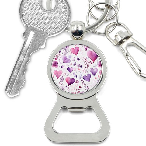 Hearts Love Purple Bottle Opener Key Chain from ArtsNow.com Front