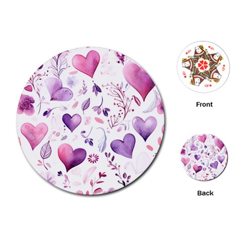 Hearts Love Purple Playing Cards Single Design (Round) from ArtsNow.com Front